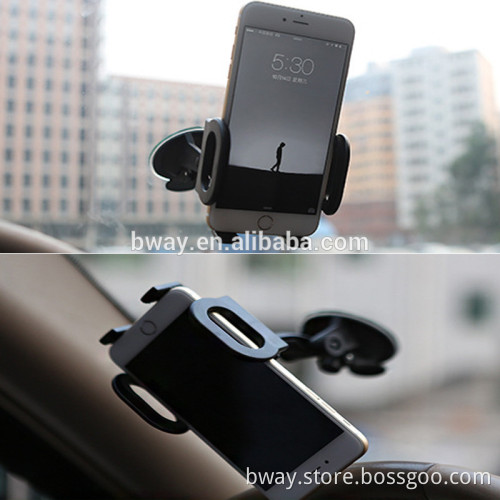 Black Cell Phone Holder One Touch Car Windshield / Dashboard Universal Mount, Foldable Mouse Car Mount